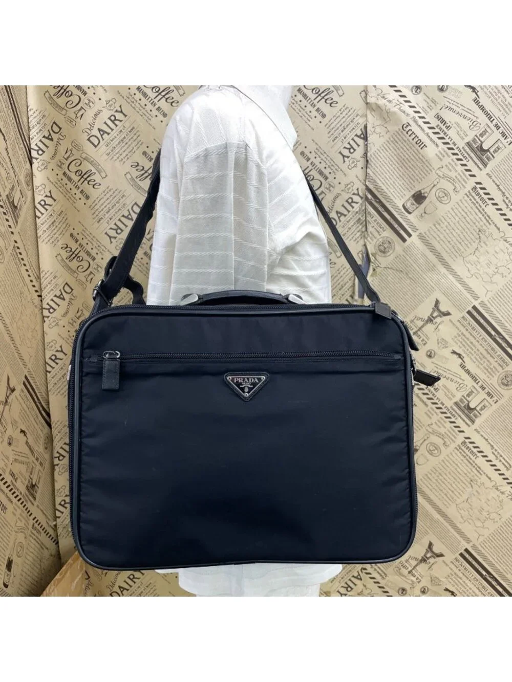 Prada Business 2-Way Shoulder Bag Black Nylon